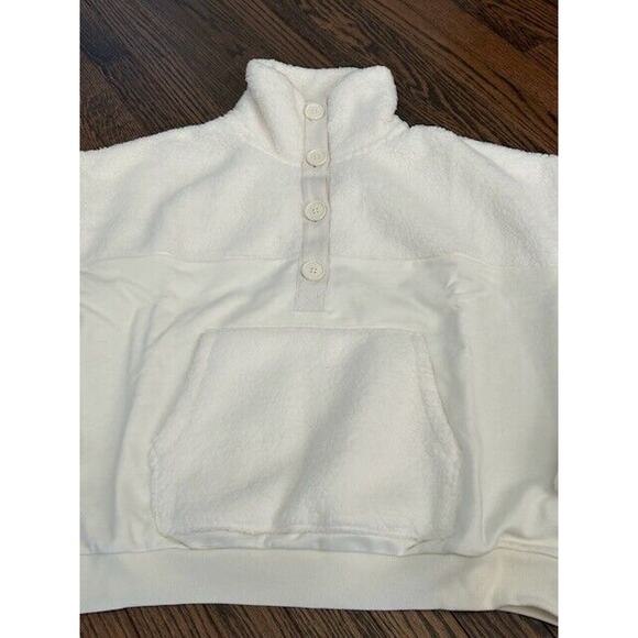 J. Crew Teddy Sweatshirt Button Front Faux Fur Sherpa Fleece BK302 White Size S - Picture 3 of 10